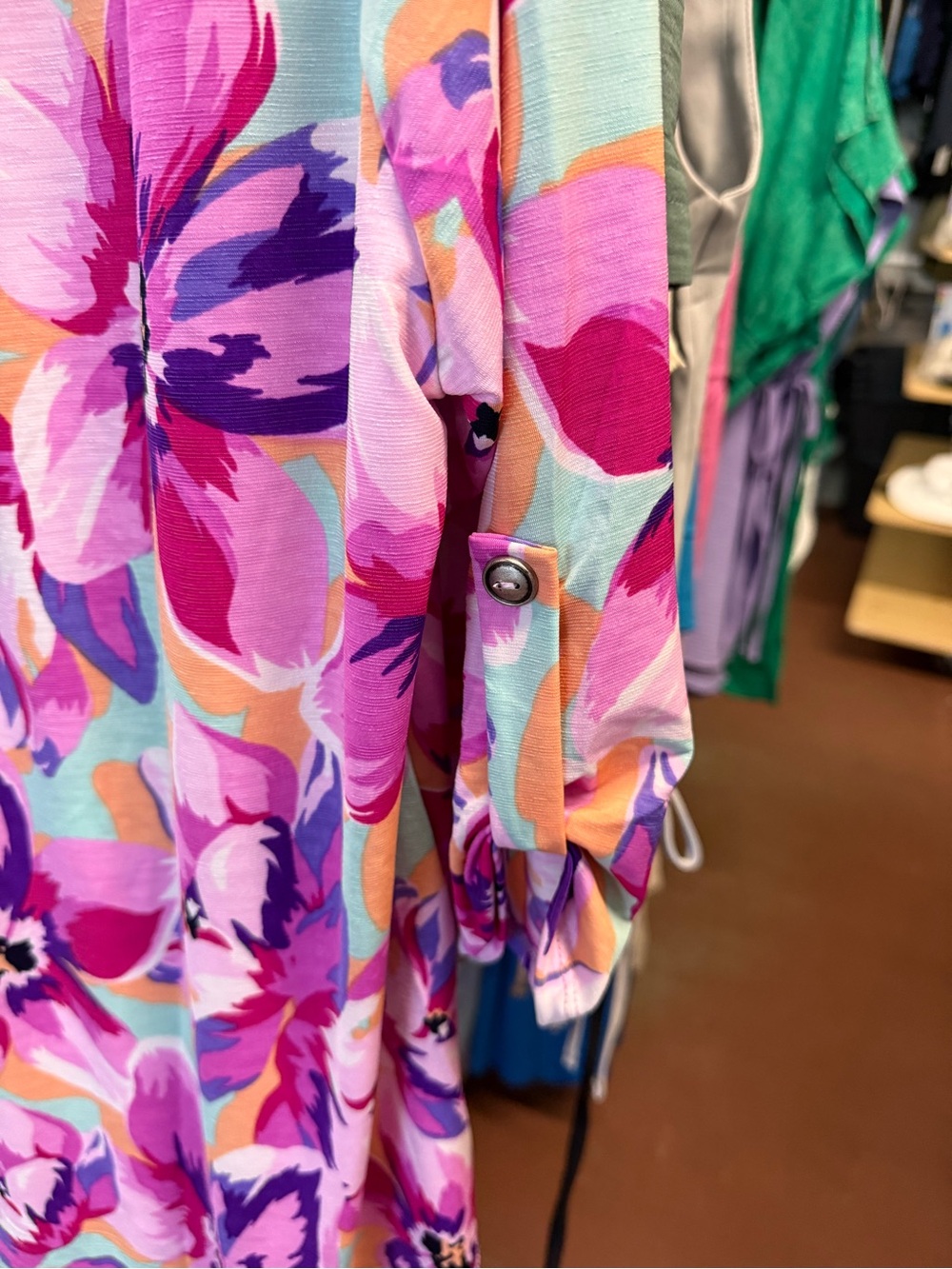 Dear Scarlett Floral V-Neck Blouse in Pink & Purple - Picture 3 of 3
